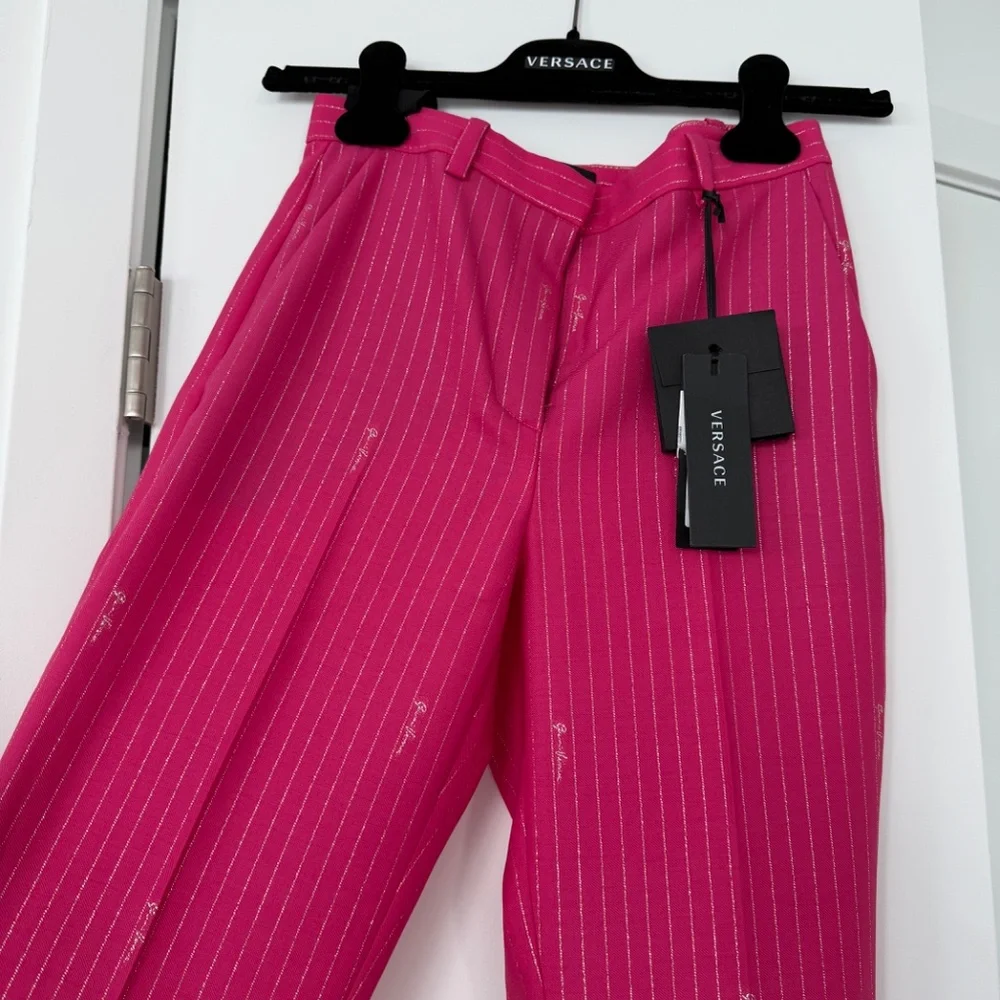 Pink Versace Pants with silver stitching - Picture 2 of 7